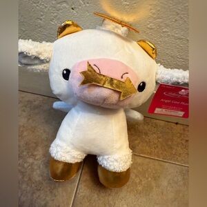 Cupid Angel Cow Plush with Gold Halo Accents And Angel Wings 8” by Holiday Home